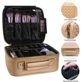 Makeup Travel Train Case – Gold