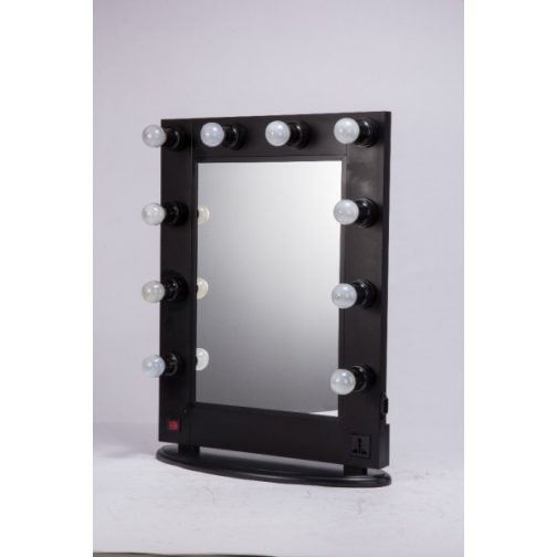 Table Top Mobile Makeup Mirror With Lights - Black